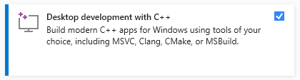 Desktop development with C++ checked